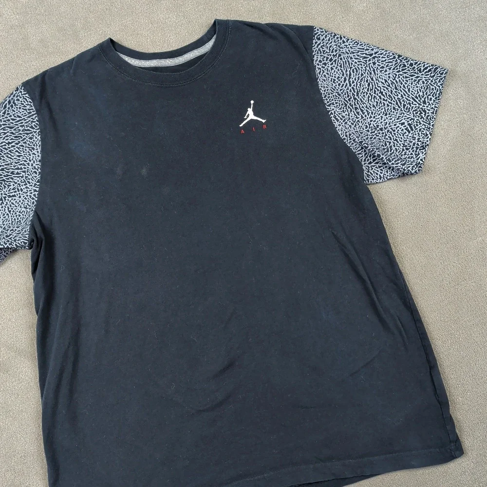 Jordan XXL Mens T-Shirt Black Grey Elephant Print Jumpman Air Short Sleeve Tee